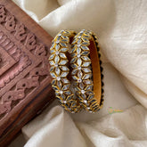 White Silk Thread Kundan Bangle -Diced Flower -G12232